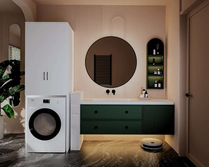 Mobila baie - Dulap MS 2U Alb 65x60x199 cm