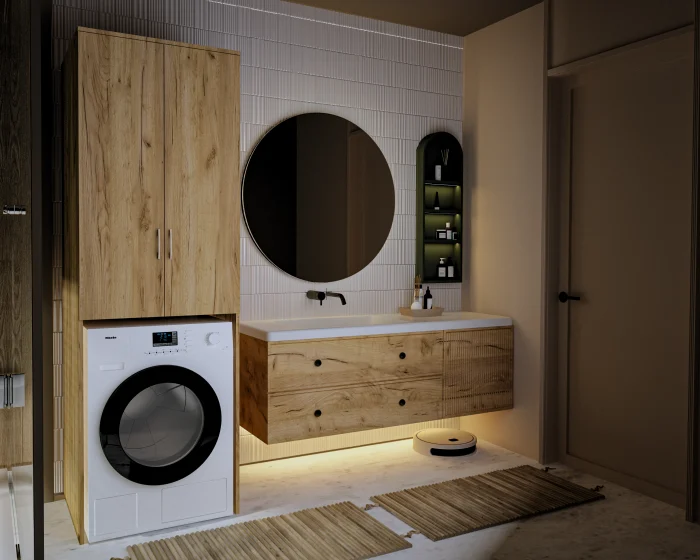 Mobila baie - Dulap MS 2U Polite Stejar K003 65x60x199 cm