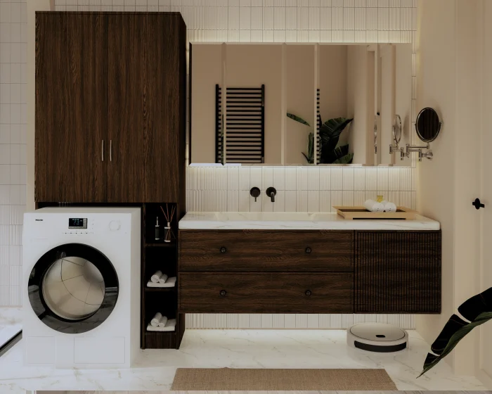 Mobila baie - Dulap MS 2U Polite Wenge 85x35x199 cm