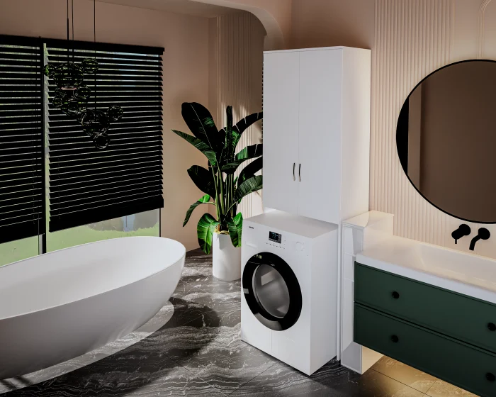 Mobila baie - Dulap MS Alb 65x35x199 cm