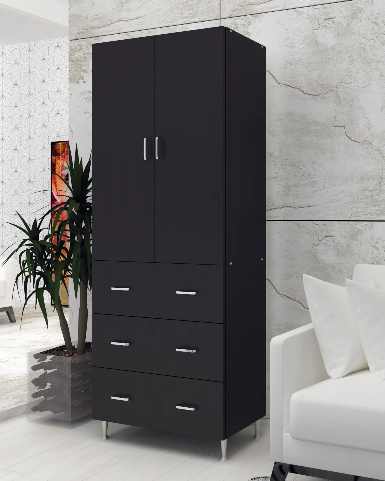 Dressinguri & Dulapuri - Dulap Ria 2U-3S Wenge 70x35x180cm