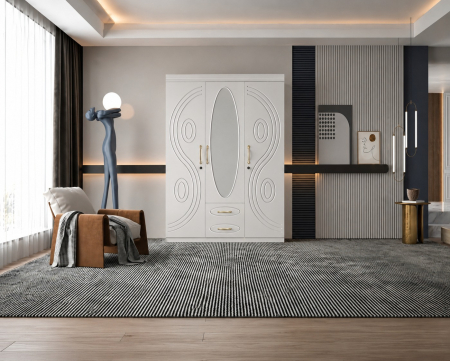 Dressinguri & Dulapuri - Dulap ZQW-037 MDF - 3U+2S Alb 150x50x200 cm