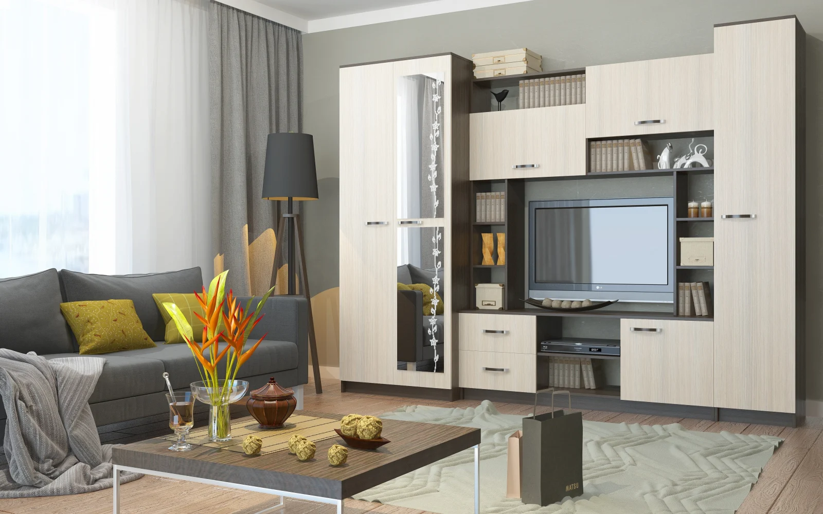 Seturi Living - Living Elis Ro Wenge+Mesteacan 270X54X210 cm