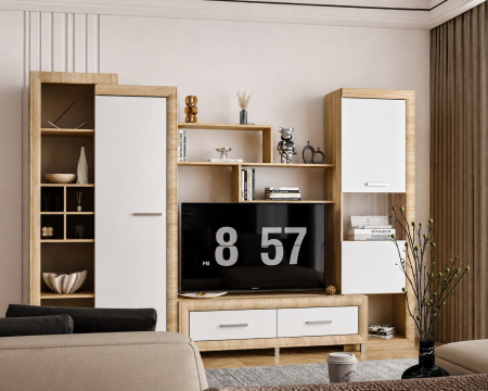 Seturi Living - Living Sicilia Sonoma Alb Lucios 267X43X197cm