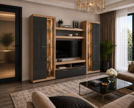 Seturi Living - Living Sonata Sonoma Gri Antracit 280x43x197 cm