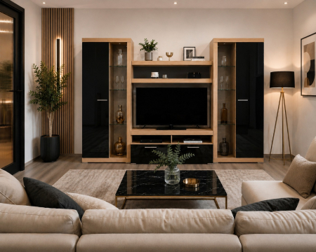 Seturi Living - Living Sonata Sonoma Negru 280x43x197 cm