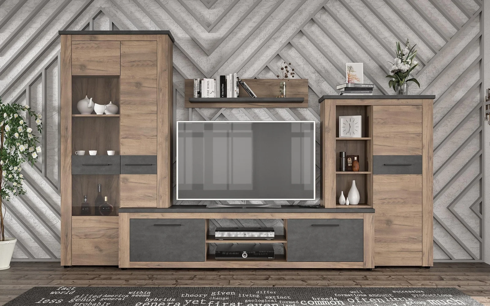 Seturi Living - Living Torino Stejar Craft + Tobacco Matera 315x45x200 cm