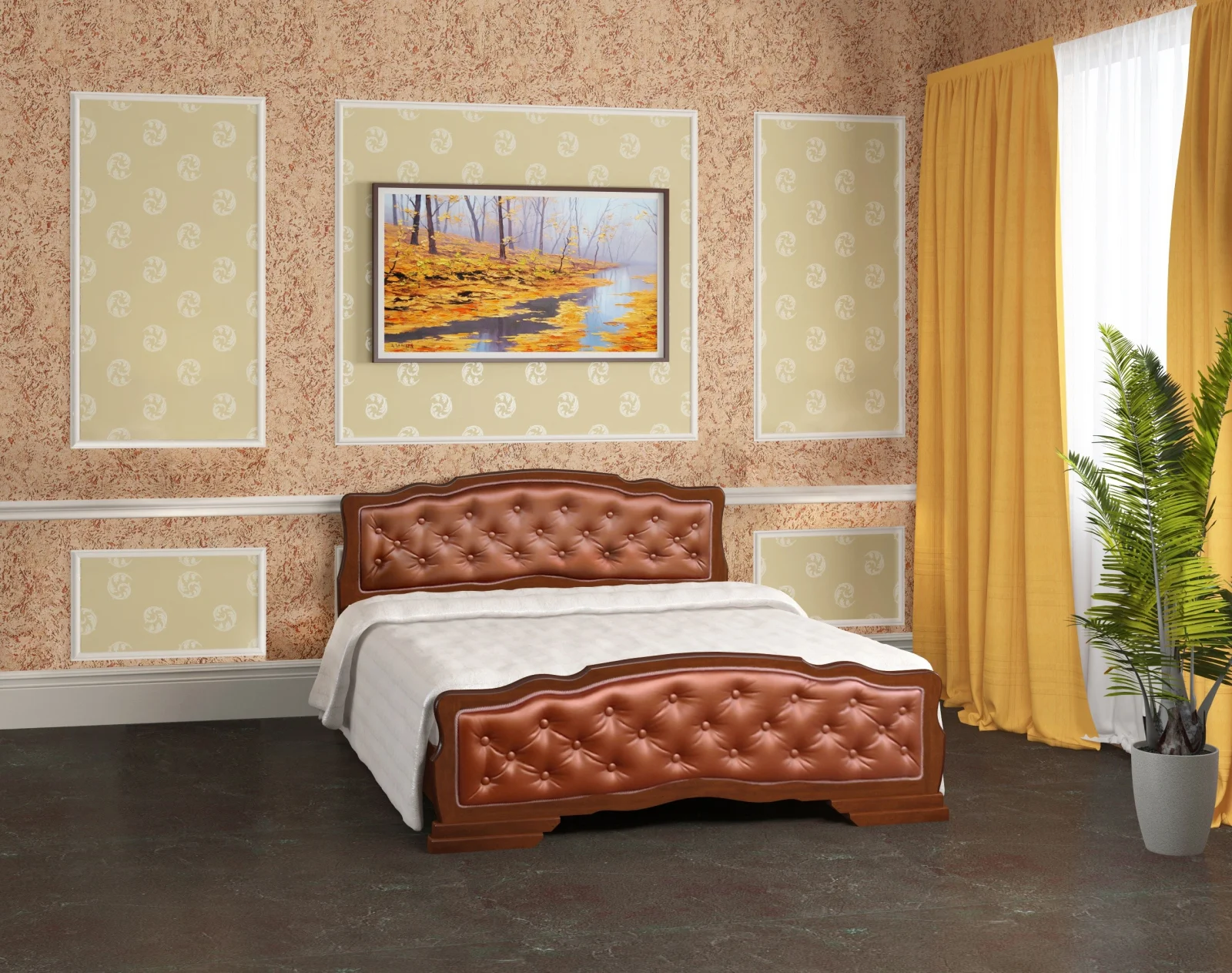 Paturi - Pat Mijloc Karina 10 Tapitat Nuc