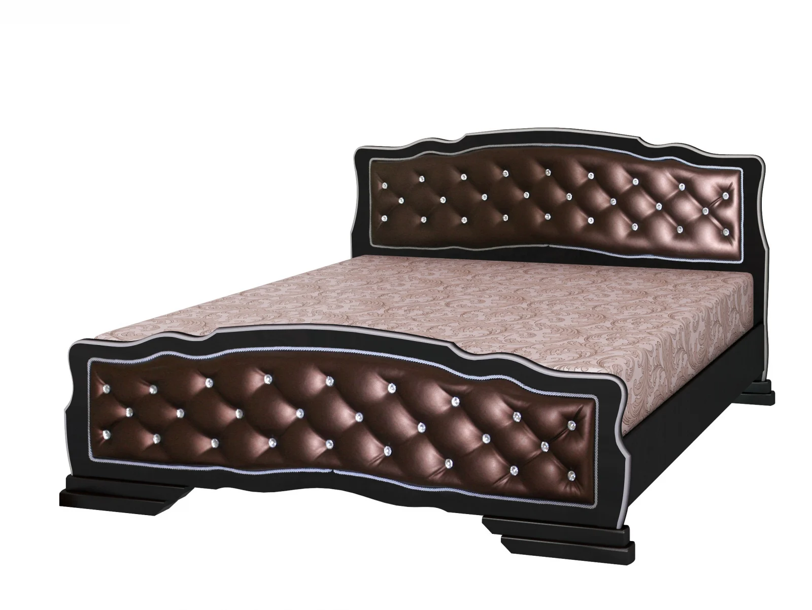 Paturi - Pat Mijloc Karina 10 Tapitat Nuc Inchis Perlat