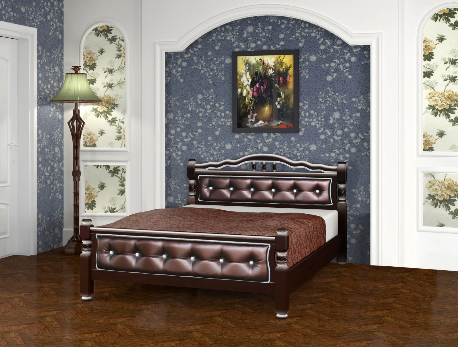 Paturi - Pat Mijloc Karina 11 Tapitat Nuc Inchis Perlat