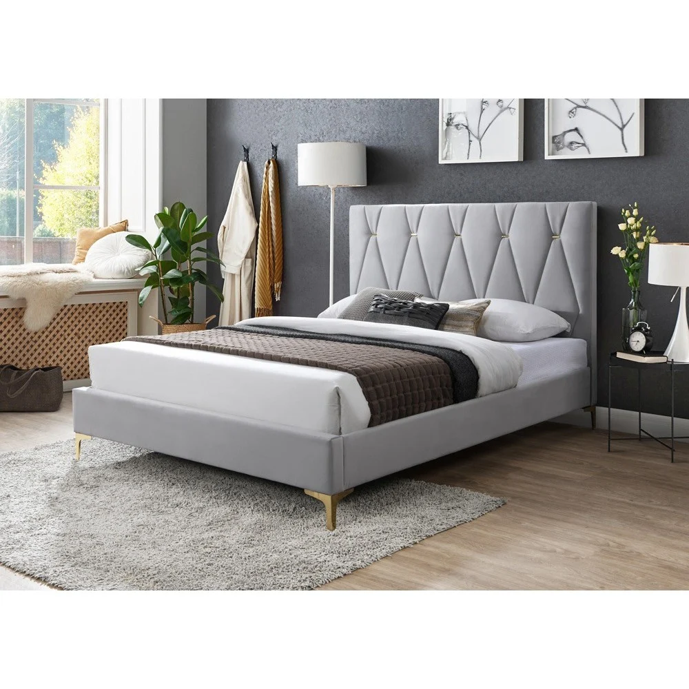 Paturi - Pat Tapitat Vela Gri 160x200