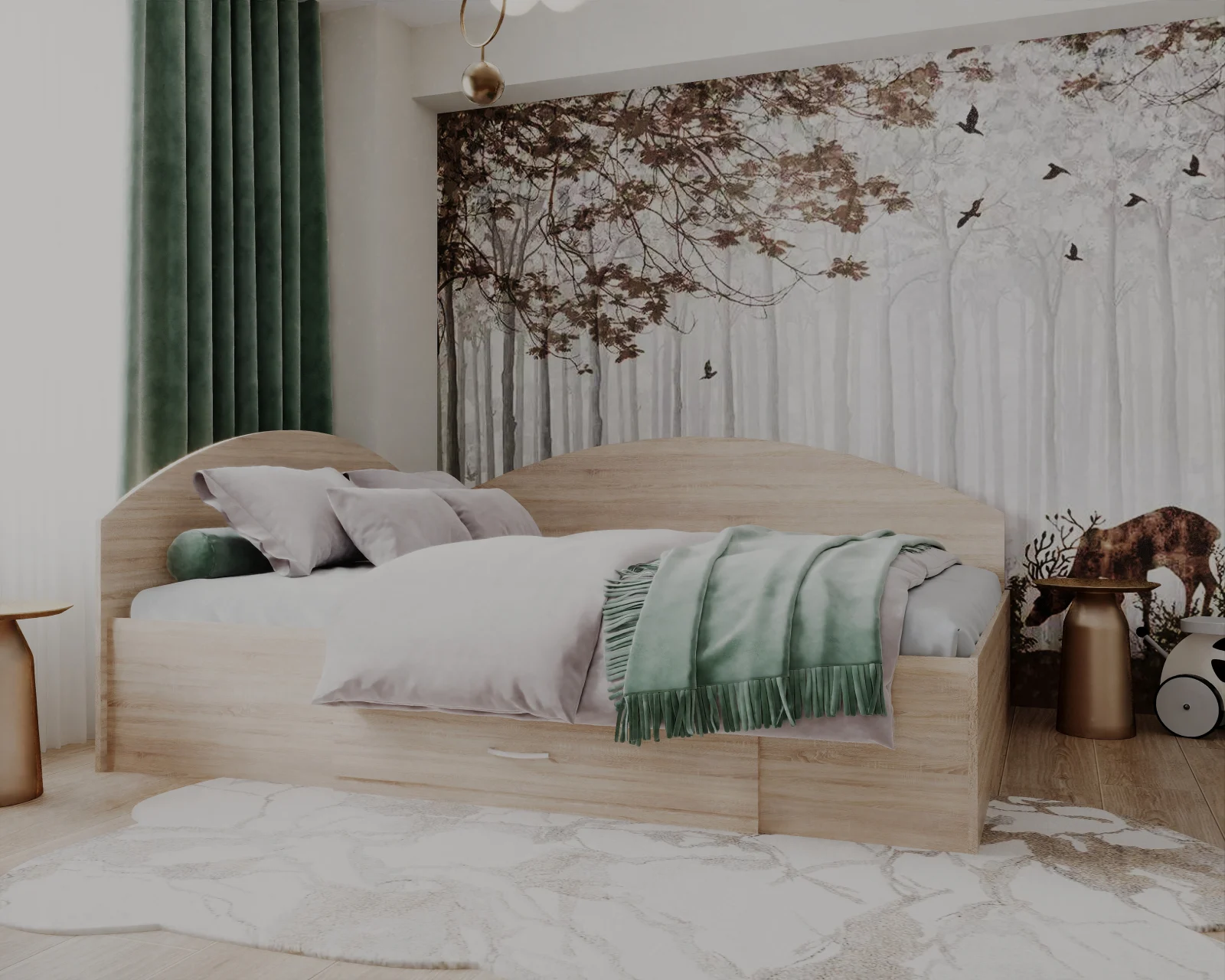 Mobila Dormitor - Pat Teo Colt 160 Sonoma