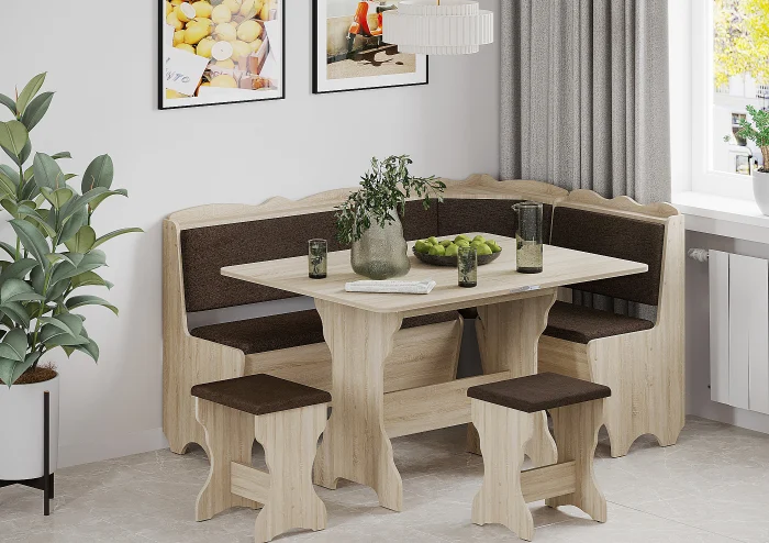 Coltare de Bucatarie - Set coltar Rodos cu masa extensibila si 2 tabureti Sonoma Balaton