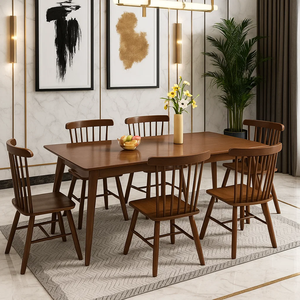 Seturi Dining - Set Masa Linea Nuc + 6 Scaune