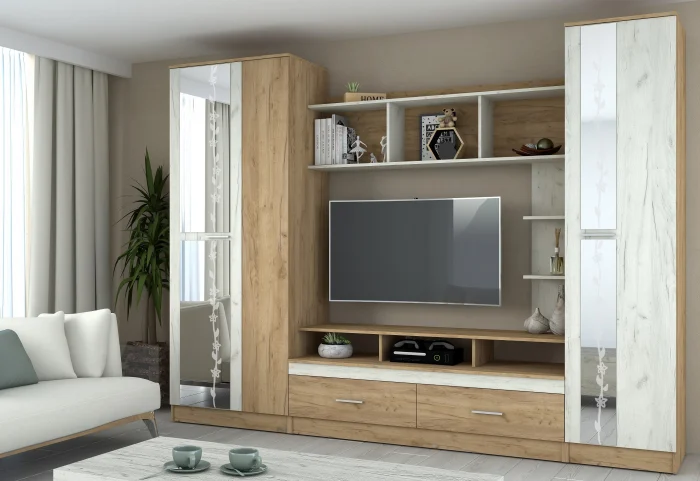 Seturi Living - Set Mobila Living Atlantida RO Stejar K003 K001 280x53x213 cm