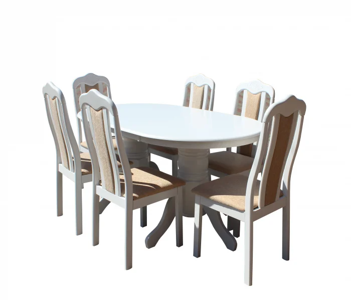 Seturi Dining - Set RH7017T cu 6 scaune RH558C White 150x90x76 cm