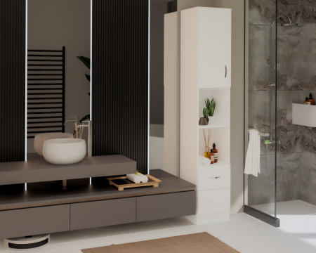 Mobila baie - Soldat 1U 2S Alb  35x35x199 cm