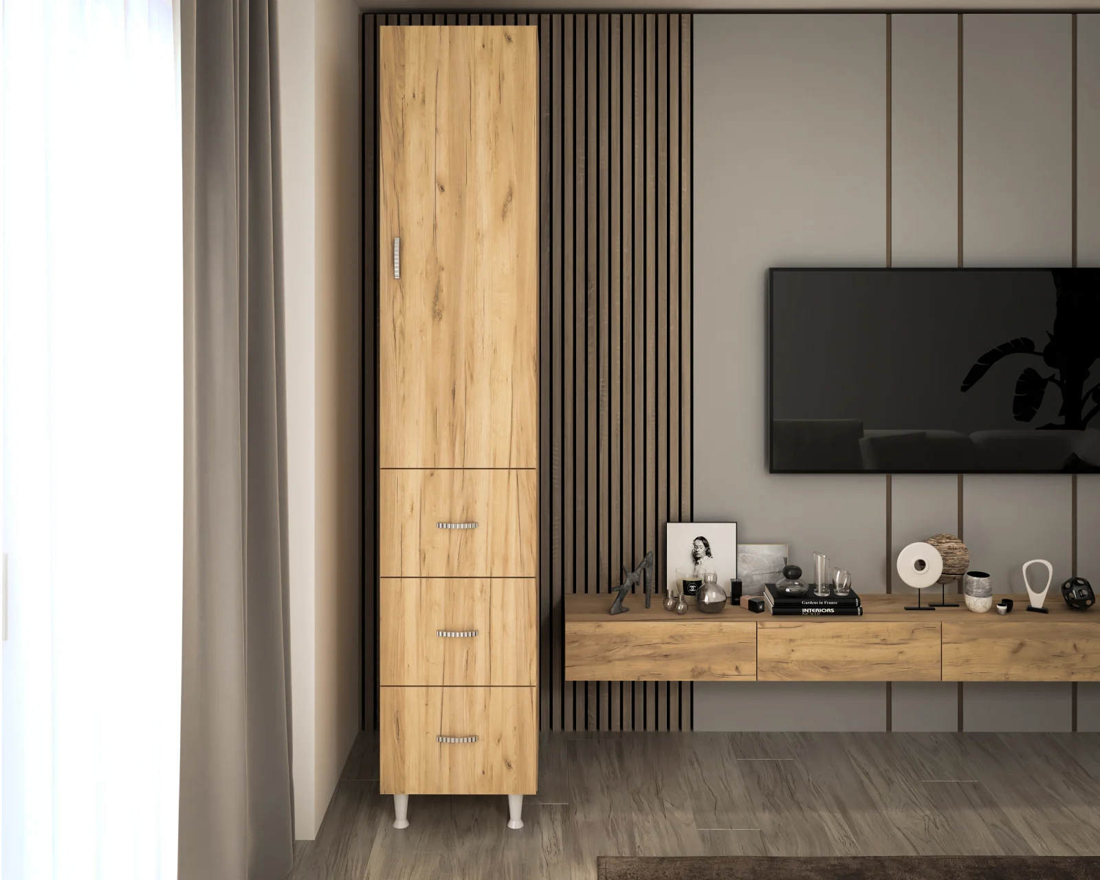 Mobila baie - Soldat 1U 3S Stejar K003 35x35x180 cm