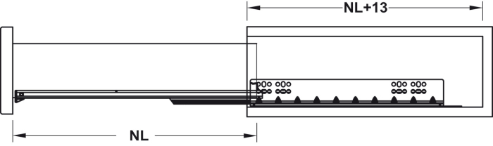 Glisiere sub sertar Matrix UM S30, 400 mm, extragere totală, cuplaje fixare sertar cu reglaj 1D, cu mecanism amortizare și autoinchidere [4]