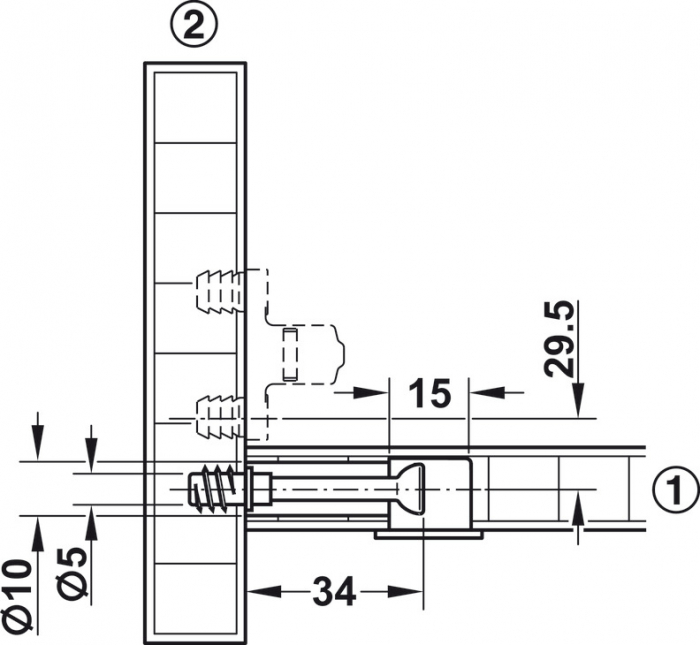 Demontabil Minifix 15 mm, zincat lucios, fara guler [8]