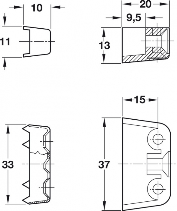 Demontabil T complet, pentru montare cu suruburi [2]