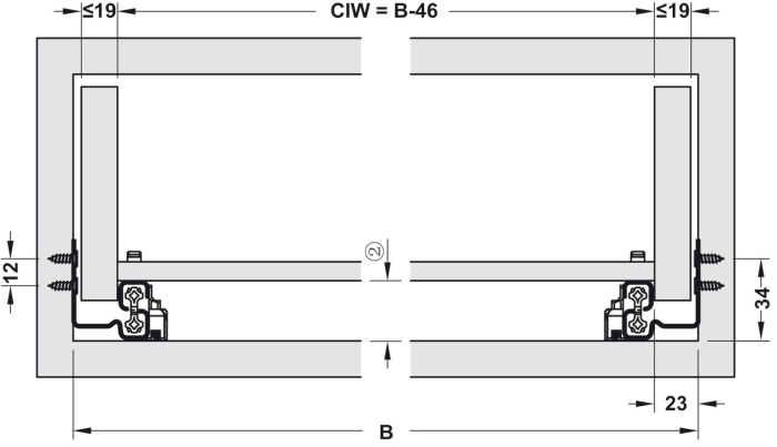Glisiere sub sertar Matrix UM S30, 450 mm, extragere totală, cuplaje fixare sertar cu reglaj 1D, cu mecanism amortizare și autoinchidere [5]