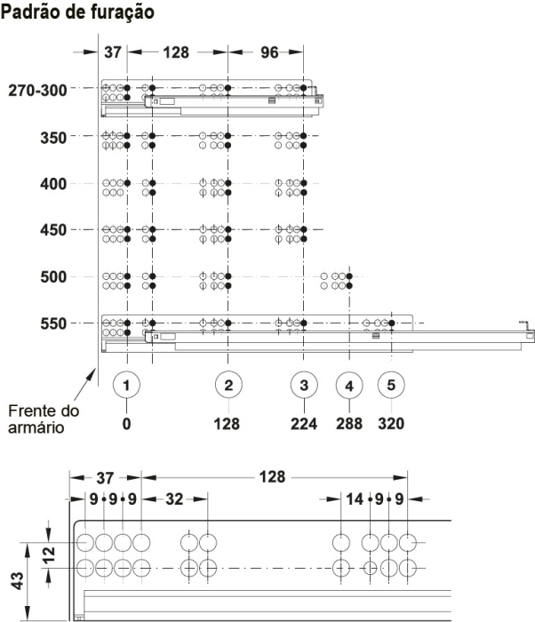 Glisiere sub sertar Matrix UM A30, 350 mm, extragere totală, cuplaje fixare sertar cu reglaj 3D, cu mecanism amortizare și autoinchidere [8]