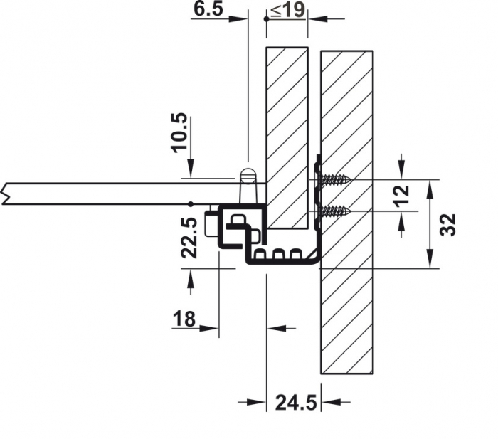 Glisiere sub sertar Matrix UM A25, 400 mm, extragere parțială, cuplaje fixare sertar cu reglaj 1D, cu mecanism amortizare și autoinchidere [3]