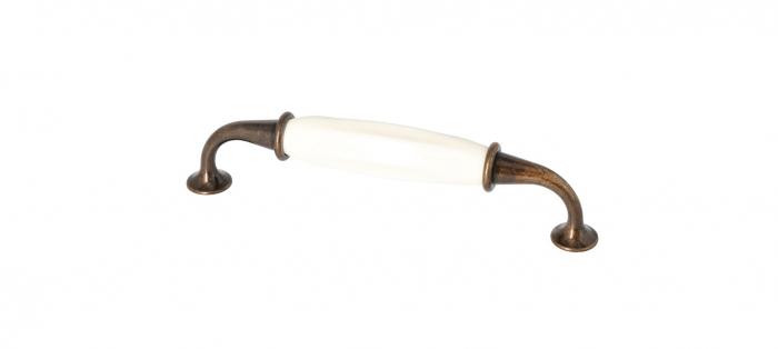 Mâner pentru mobilier Zamak şi ceramică Bronz antic/ bej [2]