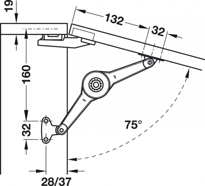 Mecanism Duo standard tip foarfeca pentru susținere sau rabatare usa [9]