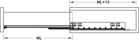 Glisiere sub sertar Matrix UM S30, 450 mm, extragere totală, cuplaje fixare sertar cu reglaj 1D, cu mecanism amortizare și autoinchidere [3]