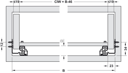 Glisiere sub sertar Matrix UM S30, 450 mm, extragere totală, cuplaje fixare sertar cu reglaj 1D, cu mecanism amortizare și autoinchidere [4]