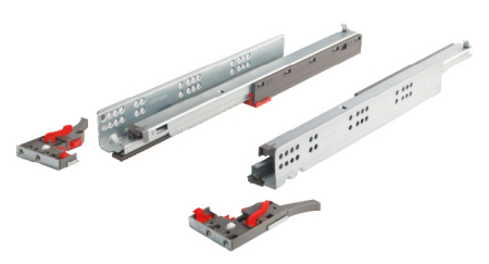 Glisiere sub sertar Matrix UM A30, 350 mm, extragere totală, cuplaje fixare sertar cu reglaj 3D, cu mecanism amortizare și autoinchidere [1]
