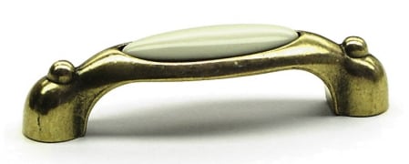 Manere - Mâner pentru mobilier Zamak şi ceramică, Alama antic