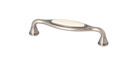 Manere - Mâner pentru mobilier Zamak şi ceramică, zincat antic, decor alb
