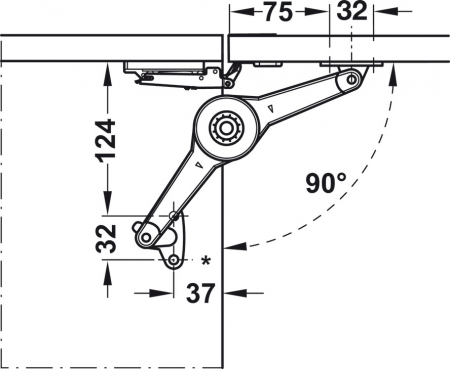 Mecanism Duo standard tip foarfeca pentru susținere sau rabatare usa [12]