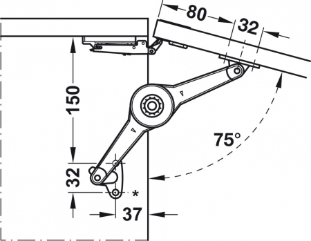 Mecanism Duo standard tip foarfeca pentru susținere sau rabatare usa [11]