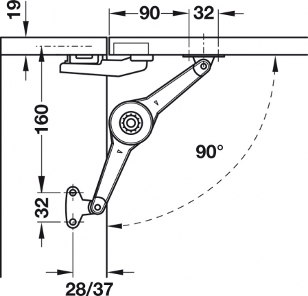 Mecanism Duo standard tip foarfeca pentru susținere sau rabatare usa [9]