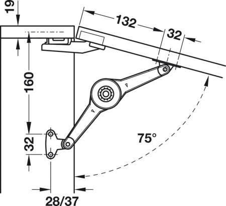 Mecanism Duo standard tip foarfeca pentru susținere sau rabatare usa [8]