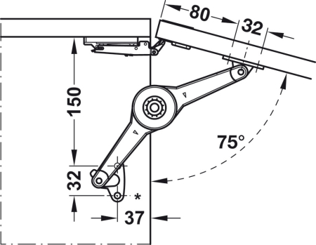 Set mecanism Duo standard, pentru susținere sau rabatare front de mobilier din lemn/PAL/MDF sau ramă din aluminiu [9]