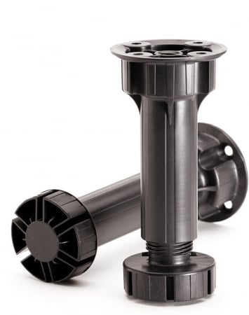 Solutii pentru bucatarie - Picior pentru soclu mobilier, H=100mm,2 componente, negru, fara surub
