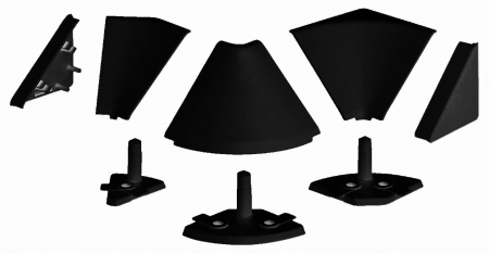 Plinte si inaltatoare - Set negru accesorii fixare profil antistrop triunghiular 30x30 mm