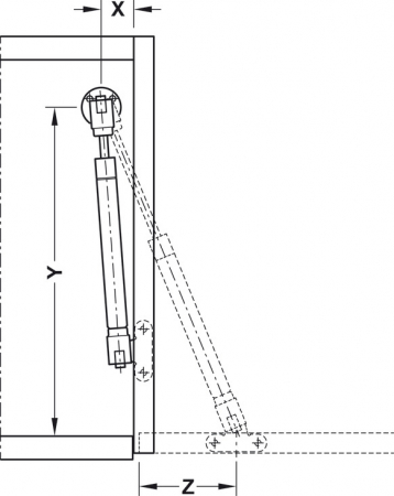 Telescop/ piston cu gaz 100 N, pentru uși de bar, fronturi din lemn sau rame de aluminiu [5]