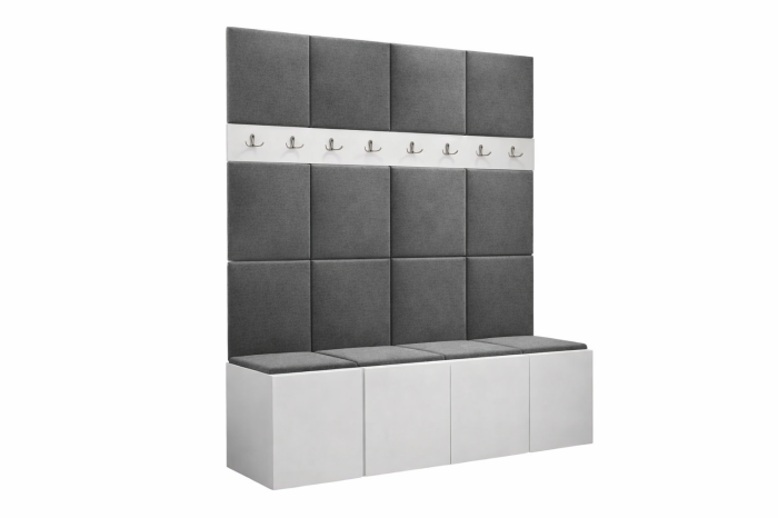 Cuier Steffano Tapițat 168 x 46 x 188 cm, Alb [2]