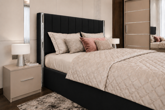 Dormitor Cairo New cu Dressing Casmir 250x200, Comodă, Pat și Noptiere [4]