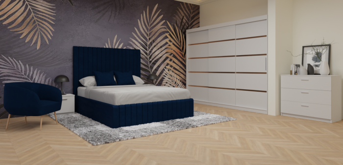 Dormitor Cairo Tapitat Dressing 250x200 3 Usi Alb [2]