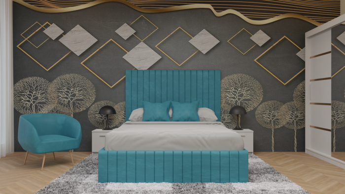 Dormitor Cairo Tapițat Dressing 250x200 3 Uși Cu Oglinda Alb [1]