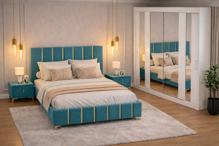 Dormitor Lux New cu Dressing Mirage 200x200 și Noptiere Tapițate [3]