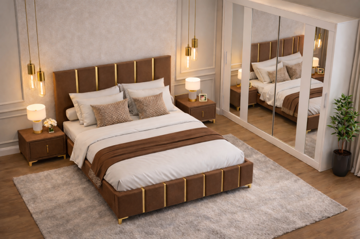 Dormitor Lux New cu Dressing Mirage 200x200 și Noptiere Tapițate [2]