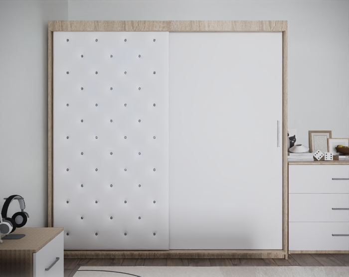 Dormitor Monticelli New Sonoma&Alb Tapitat 2 Usi [4]